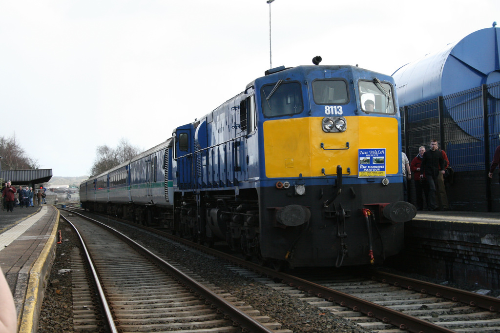 Ian Walsh Railtour  Northern Ireland Railways GM 8113 with Gatwick stock in Ballymena