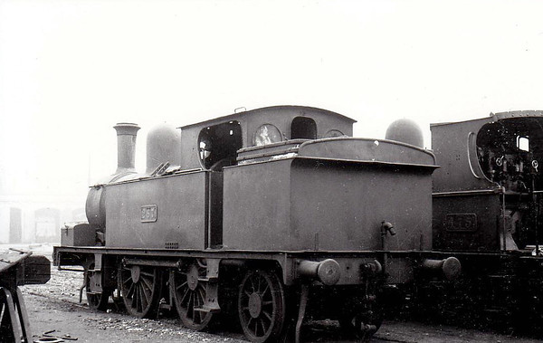 Class F 4 - 267 - 2-4-2T, built 1891 by Vulcan Foundry as Waterford, Limerick & Western Railway No.14 LOUGH DERG - 1901 to GS&WR as No.267, 1925 to GSR - withdrawn 1935 - seen here at Inchicore Works in 1938.