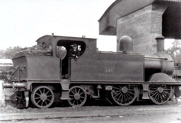 Class E 2 - 295 - WL&WR 0-4-4T, built 1895 as Waterford, Limerick & Western Railway No.52 - 1925 to GSR as No.295, 1926 rebuilt, 1945 to CIE - withdrawn 1954 - seen here at Limerick in 1932.