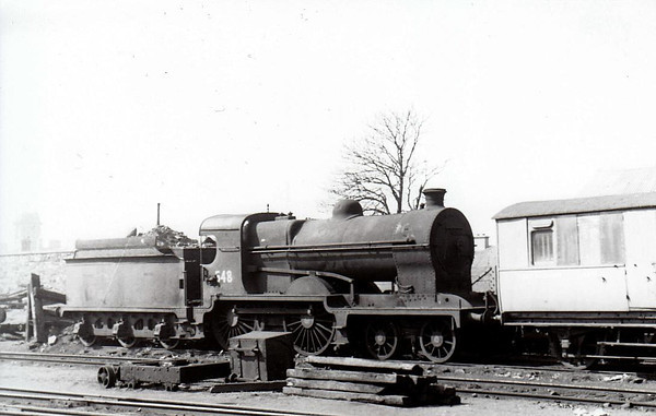 Class D 5 - 548 - M&GWR Class A 4-4-0 - built 1904 by Broadstone Works as M&GWR No.126 ATLANTIC - 1925 to GSR as No.548, 1925 rebuilt with Belpaire boiler,1945 to CIE - withdrawn 1955 - seen here at Broadstone in 1955.