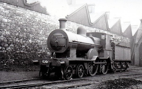 Class D14 - 60 - GS&WR Class 60 4-4-0, built 1891 by Inchicore Works - 1925 to GSR, 1934 rebuilt with Belpaire bolier, 1945 to CIE - withdrawn 1957 - seen here at Inchicore in 1938.