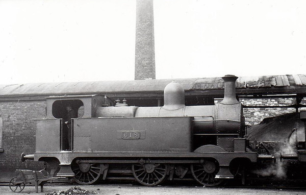 Class J10 - 618 - M&GWR Class P 0-6-0T, built 1890 by Broadstone Works as Midland & Great Western Railway No.105 HERCULES -  1911 rebuilt with Belpaire boiler, 1925 to GSR as No.618, 1945 to CIE - withdrawn 1949 - seen here at Broadstone in 1938.