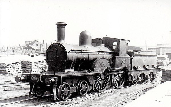 Class D17 -  98 - GS&WR Class 52 4-4-0, built 1887 by Inchicore Works - 1925 to GSR, 1936 rebuilt with Belpaire boiler, 1945 to CIE - withdrawn 1954 - seen here at Inchicore in 1948.