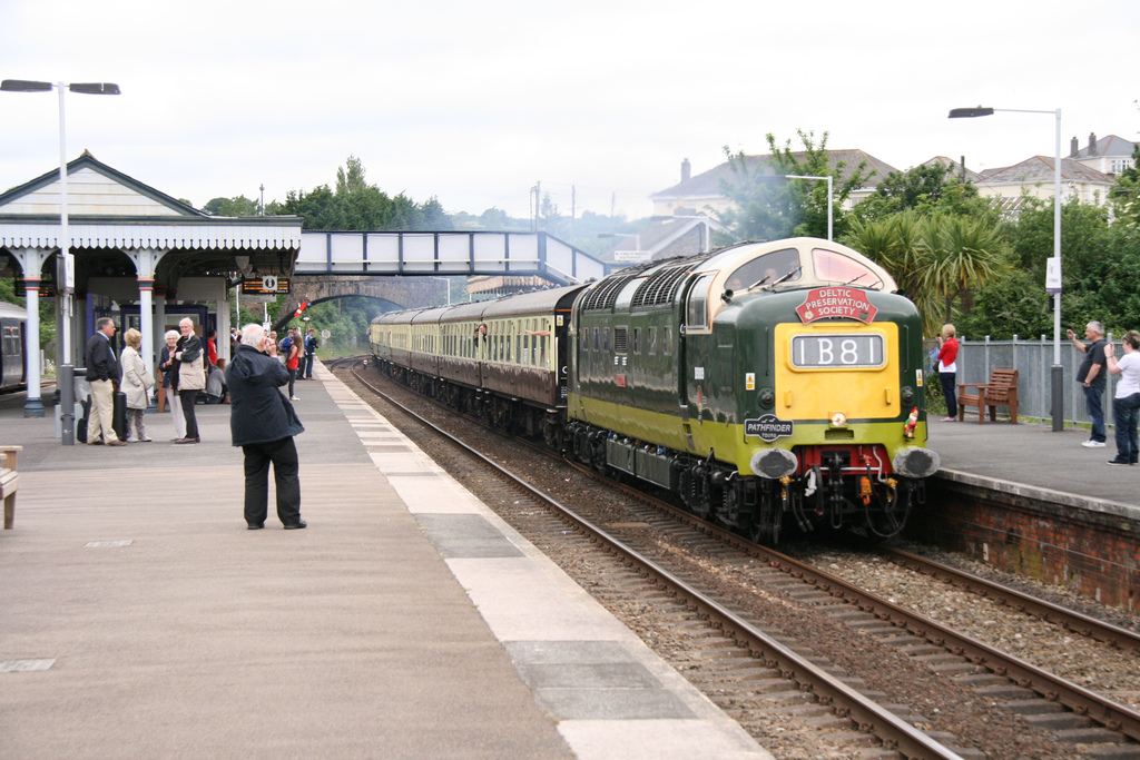 Pathfinder Tour Deltic D9009 passes Par in Cornwall