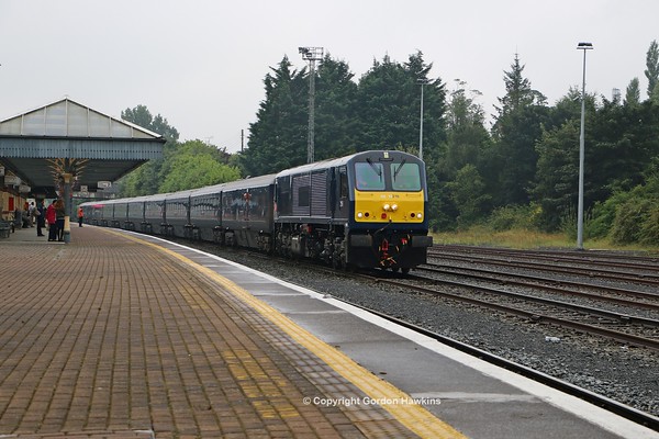 18.8.16. Belmond Grand Hibernian Test Train with GM loco 216 arrives at Dundalk with a test run from Dublin Connolly.