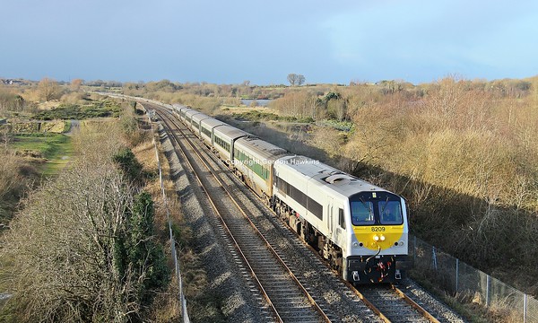 10.1.15.  8209  passes Silverwood Lurgan with the 09:35 Dublin to Belfast Enterprise service.