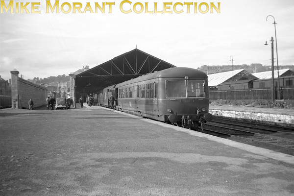 Vintage Irish Republic Railways - Diesel in Eire - 1954AEC diesel railcars nos. 2638 & 2639 at Cork's Albert Quay station on 11/9/54.