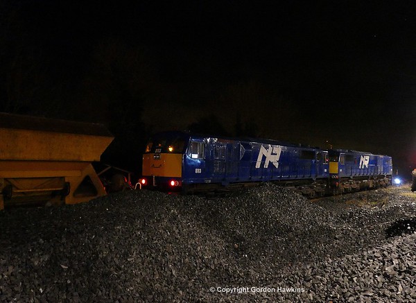 15.12.17. NIR Gms 8113 & 8111 on a ballast hopper transfer from Belfast to Poyntzpass. Photo taken at Poyntzpass.