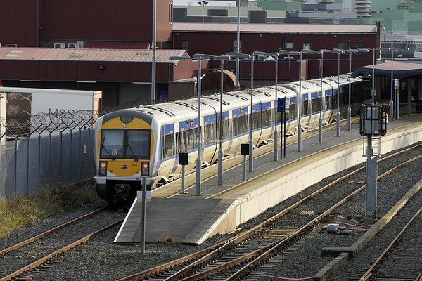 7.12.19. NIR Caf set 3017 at Larne Harbour Station.