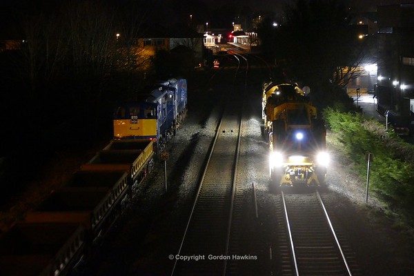 27.1.18. GMs 8111 & 8113 at Lisburn with the NIR spoil train .