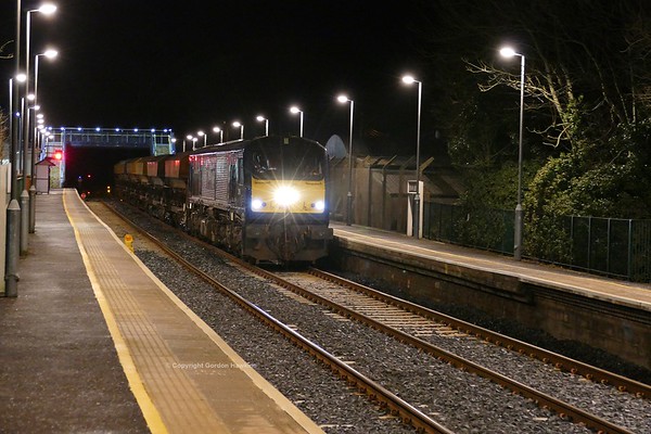 21.2.18. Belmond loco 216 with the NIR Ballast Train at Moira.
