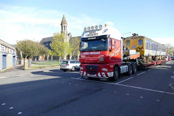 12.5.18. Former NIR 80 Class Powercar 8090  now Preserved by the Downpatrick & County Down . this collection shows photos of the road move from Northern Ireland Railway York Road Depot Belfast to the Downpatrick & County Down Railway.