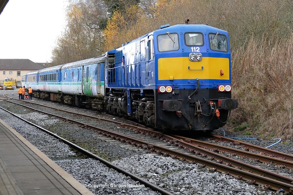 4.12.16. GM 112 at Lisburn to do brake tests on the stored RPSI Gatwick carriages.