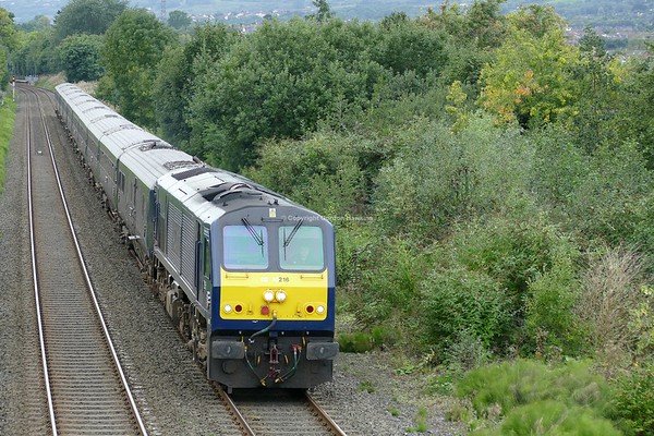 15.9.18. GM 216 with the Belmond Grand Hibernian Train passes Musgrave Belfast on its run from Dublin to Belfast.