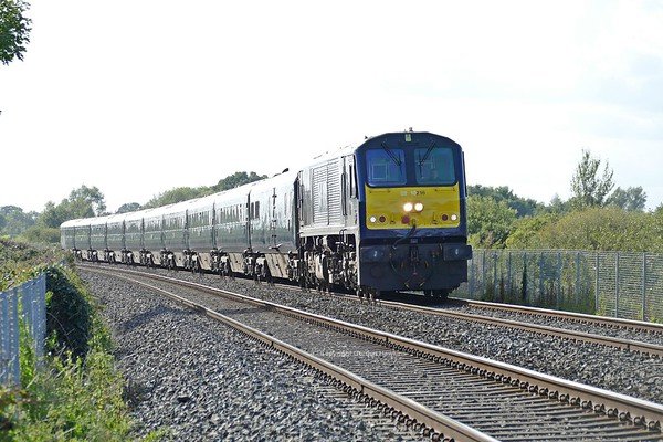22.9.18. GM 216 with the Belmond Grand Hibernian Train  passes Craigavon Lakes on its run from Dublin to Belfast Lanyon Place Station.