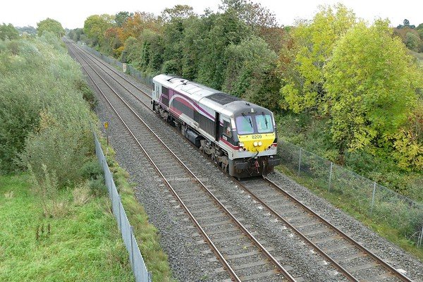 7.10.18. GM 8209 passes Silverwood Lurgan running light from York Road Depot Belfast to Dublin.