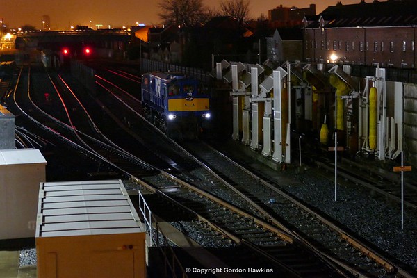 15.1.17. GM 112 arrives light engine at Adelaide Depot from York Road Depot Belfast to haul  RPSI former Gatwick carriages 8948-8946 to the RPSI base at Whitehead.