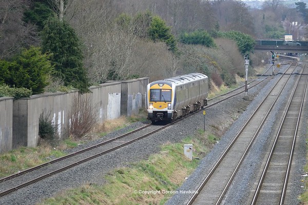 18.1.17. NIR Caf set 3017 passes Causeway End Road Lisburn  on a  Driver Training run from Lisburn to Crumlin  on the closed Antrim to Lisburn Branch