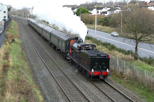 9.12.18 .Railway Preservation Society of Ireland Santa Trains from Portadown to Lisburn & return worked by former GNR loco 131 , photo taken of the train passing Seagoe Portadown  working empty from Whitehead  to Portadown to start the days Santa trains.