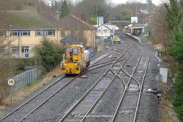 23.2.17. NIR VMT Water Jetter works on the closed Antrim to Lisburn Branch between Ballinderry & Lisburn. The train is seen here entering the branch from Lisburn Station.