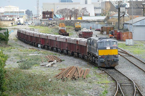 2.1.19. GM 080 departs North Wall Dublin with a empty Tara Mines working from the Alexandra Road Terminal to Navan.