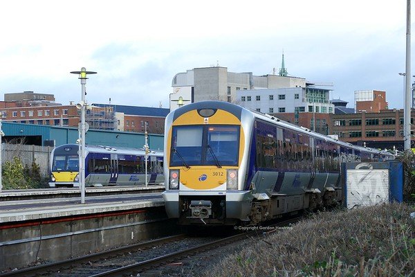 12.1.19. Caf sets 4014 & 3012 at Great Victoria Street Station Belfast.