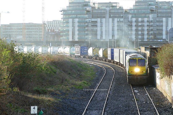 9.2.19. GM 234 departs Dublin with the IWT Liner to Ballina . Photo take at Ossory Road Dublin.