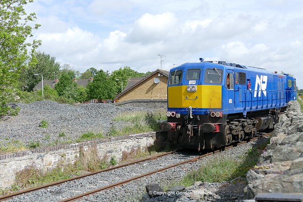 17.5.17. NIR GM 8113 arrives light engine at Poyntzpass from York Road Depot , 8113 would a ballast train  from Poyntzpass to Ballymena dropping ballast between Poyntzpass & Portadown only.