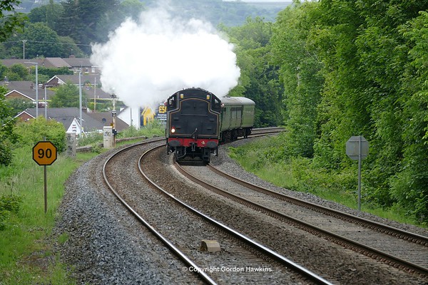 9.6.17. RPSI Steam & Jazz train hauled by loco No 4 passes Hilden on its run from Whitehead to Lisburn.