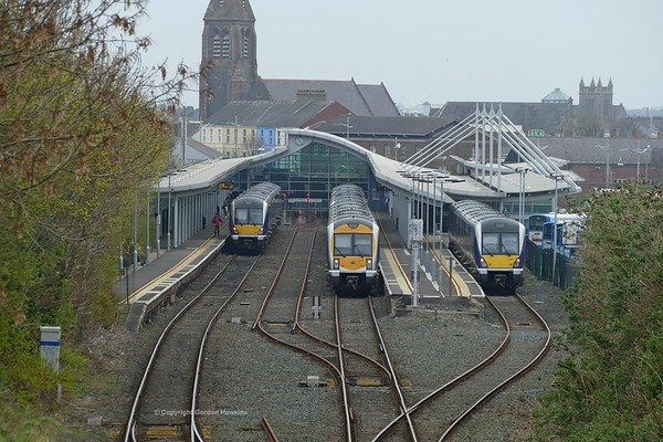 7.4.19. NIR Caf sets 4004 3001 & 4002 at Bangor Station Co.Down.