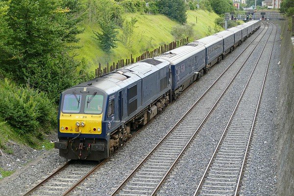 13.7.19. GM 216 with the Belmond Grand Hibernian Train at Memorial Road Dublin.