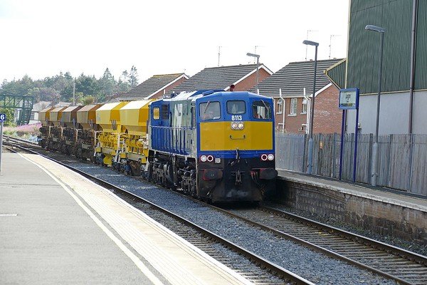 24.7.19. GM 8113  passes Lurgan hauling the NIR Ballast Train from Belfast to Poyntzpass for loading.