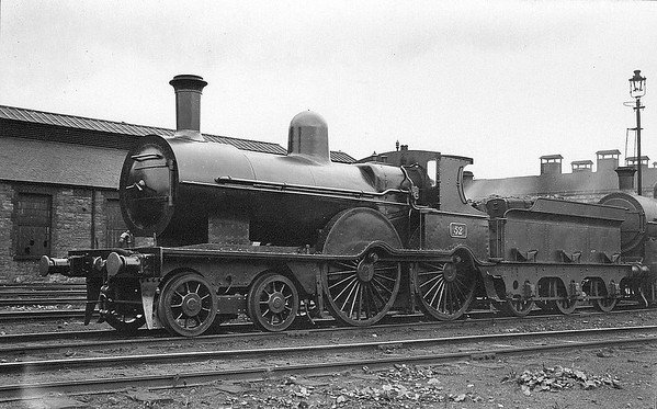 Class D17 - 52 - GSWR Class 52 4-4-0, built 1883 by Inchicore Works - 1925 to GSR, 1931 rebuilt with Belpaire boiler, 1945 to CIE - withdrawn 1949 - seen here at Inchicore.