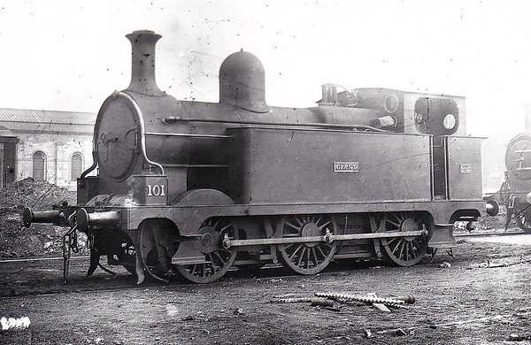Class P - 101 GIANT - Atock MGWR 0-6-0T - built 1880 by Broadstone Works - 1902 rebuilt with Belpaire boiler - 1925 to GSR as No.615 - 1945 to CIE - 1951 withdrawn - seen here after rebuild.