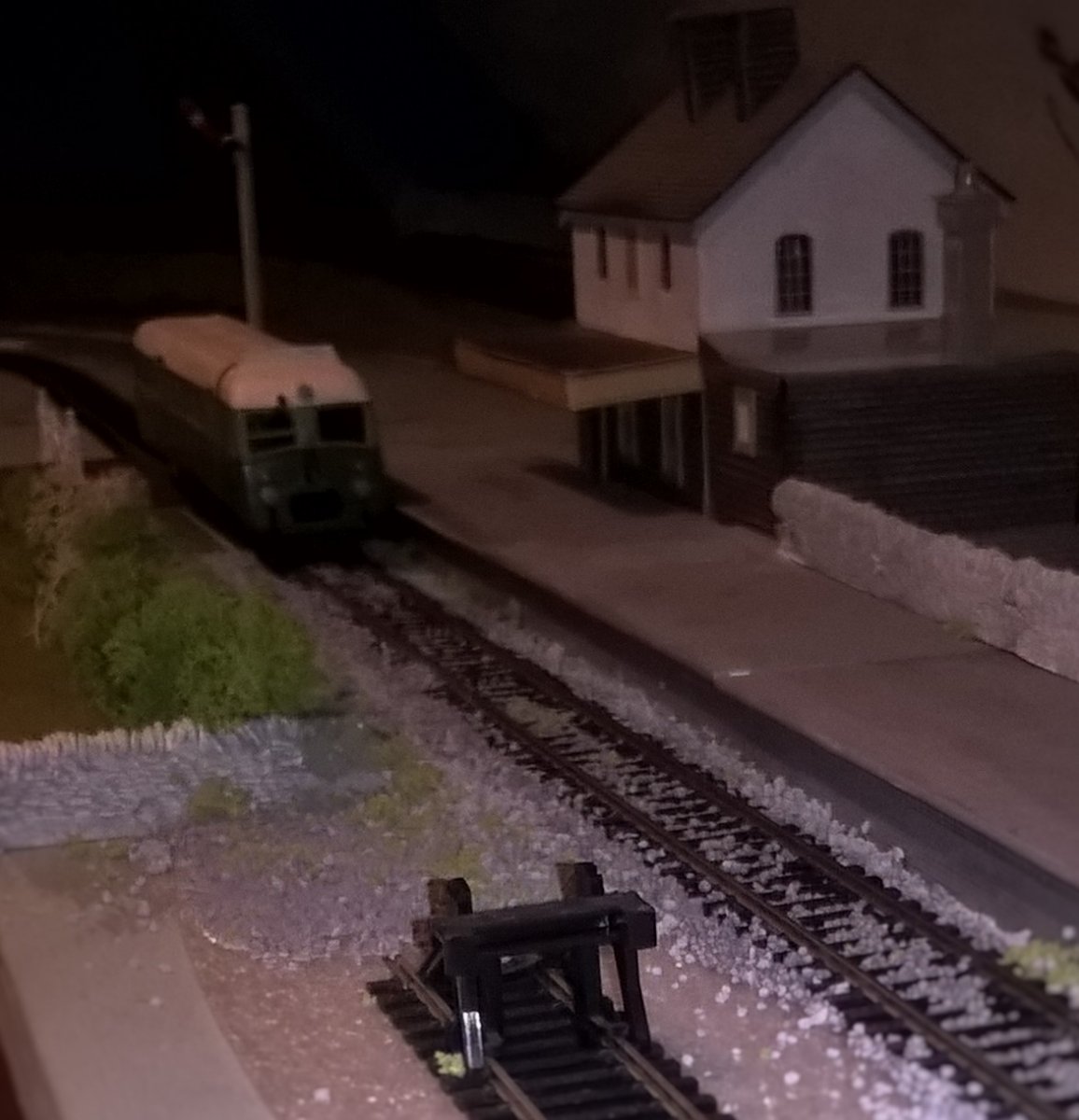 Buffer stops on siding ready for possible Arigna branch on David Holmans layout.