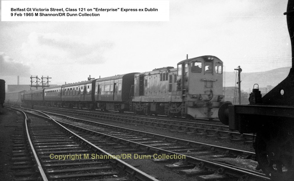 346 Belfast Victoria St CIE 121 class on 'Enterprise' Express ex Dublin 9Feb65 (Mike Shannon)  346.jpg